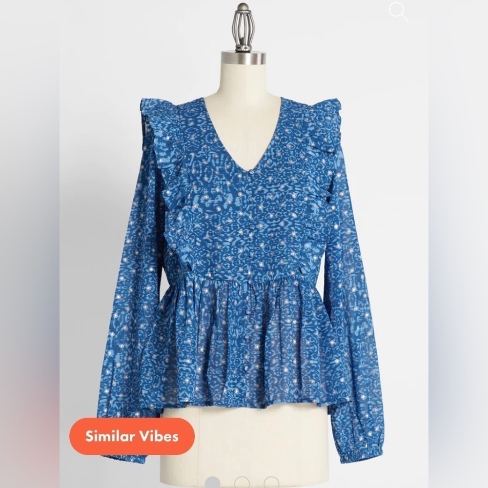 ModCloth Moon Orchid Twirl About a Tidal Wave Top Blue Size Large NWT